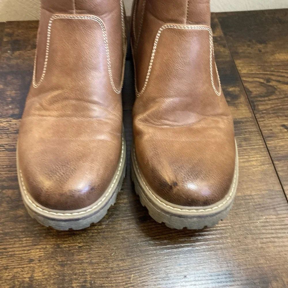 Bruno‎ Marc ENGLE-03 Men's Chelsea Boots Brown Leather Slip On Lug Sole 10